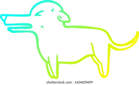 cold gradient line drawing of a cartoon dog