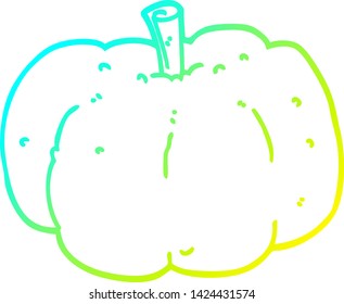 cold gradient line drawing of a cartoon pumpkin