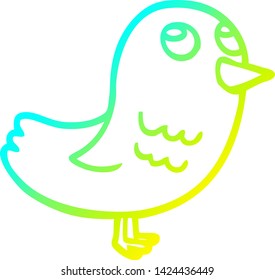 cold gradient line drawing of a cartoon garden bird