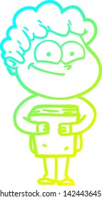 dibujo de una línea de degradado frío de un hombre feliz de caricatura