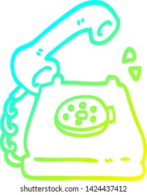dibujo de línea de degradado frío de un anillo de teléfono de dibujos animados
