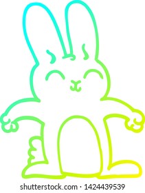 cold gradient line drawing of a cartoon grey rabbit
