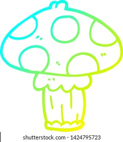 kalte Farbverlauf-Linienzeichnung eines Cartoon-Champignons