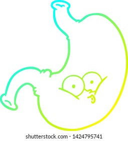 cold gradient line drawing of a cartoon bloated stomach