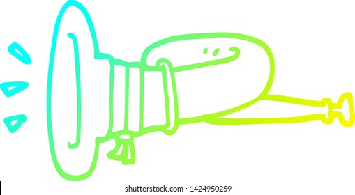 dibujo de línea de gradiente frío de un instrumento de cuerno curvado de dibujos animados