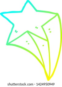 dibujo de línea de gradiente frío de una estrella de disparo de dibujos animados