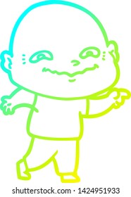 cold gradient line drawing of a cartoon creepy guy