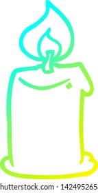 cold gradient line drawing of a cartoon candle
