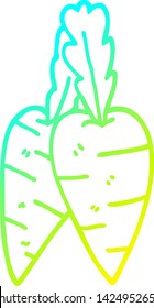 desenho de linha de gradiente frio de uma cenoura orgânica de desenhos animados
