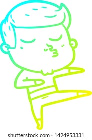 cold gradient line drawing of a cartoon model guy pouting