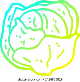 kalte Farbverlauf-Linienzeichnung eines Cartoon-Kohl