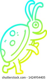 dibujo de línea de gradiente frío de una mariquita de dibujos animados