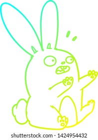 cold gradient line drawing of a cartoon startled rabbit