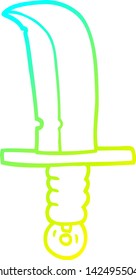 cold gradient line drawing of a cartoon dagger