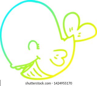 cold gradient line drawing of a cartoon whale