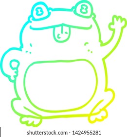 cold gradient line drawing of a cartoon frog
