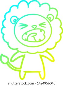 dibujo de una línea de degradado frío de un león enojado