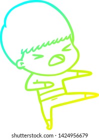 cold gradient line drawing of a cartoon stressed man