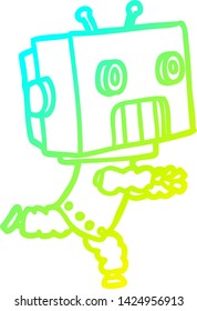 cold gradient line drawing of a cartoon robot
