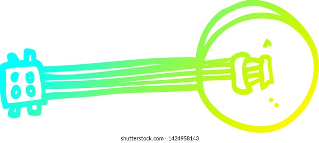 dibujo de línea de degradado frío de un banjo de dibujos animados