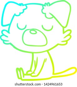 cold gradient line drawing of a cartoon dog