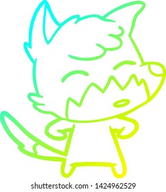 cold gradient line drawing of a cartoon fox