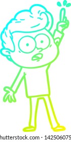 dibujo de línea de gradiente frío de un hombre que mira caricatura