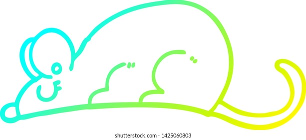 cold gradient line drawing of a cartoon rat