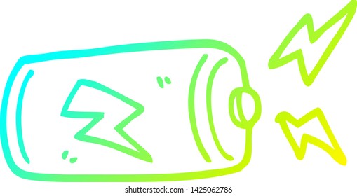 cold gradient line drawing of a cartoon battery