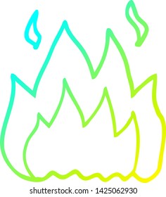 dibujo de línea de degradado frío de una quema de fuego de caricatura