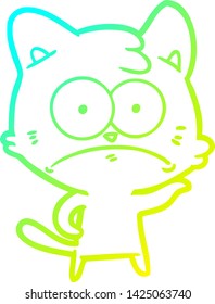 dibujo de línea de gradiente frío de un gato nervioso