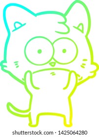dibujo de línea de gradiente frío de un gato nervioso