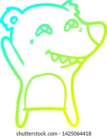 cold gradient line drawing of a cartoon bear showing teeth