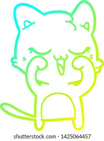 cold gradient line drawing of a cartoon cat