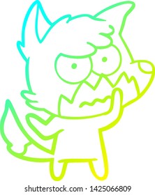 cold gradient line drawing of a cartoon annoyed fox