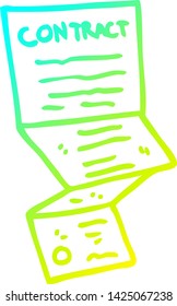 cold gradient line drawing of a cartoon complicated contract
