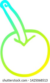 cold gradient line drawing of a cartoon cherry