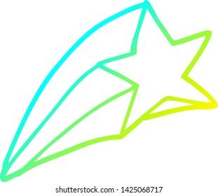 cold gradient line drawing of a cartoon shooting star