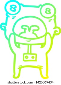 dibujo de línea de gradiente frío de una caricatura extraño alien comunicándose