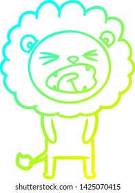 dibujo de línea de gradiente frío de un león de dibujos animados