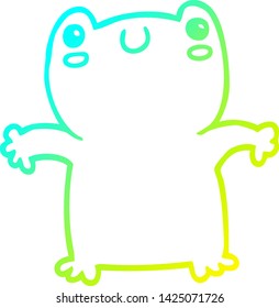dibujo de línea de degradado frío de una rana de dibujos animados