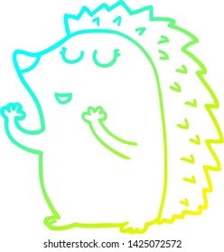 cold gradient line drawing of a cartoon hedgehog