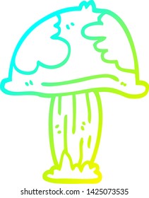 cold gradient line drawing of a cartoon poisonous toadstool