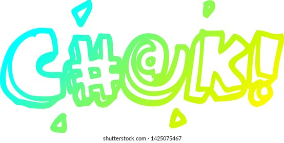 kalte Farbverlauf-Linienzeichnung eines Cartoon-Swear-Wortes