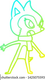 cold gradient line drawing of a cartoon chipmunk wearing scarf