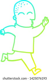 cold gradient line drawing of a cartoon man running