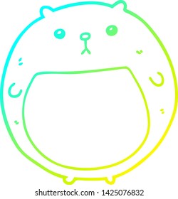 dibujo de línea de degradado frío de un oso de dibujos animados