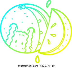 cold gradient line drawing of a cartoon orange