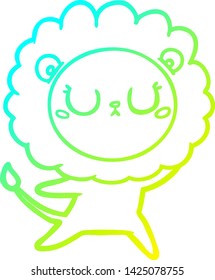 cold gradient line drawing of a cartoon lion dancing