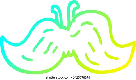 cold gradient line drawing of a cartoon mustache